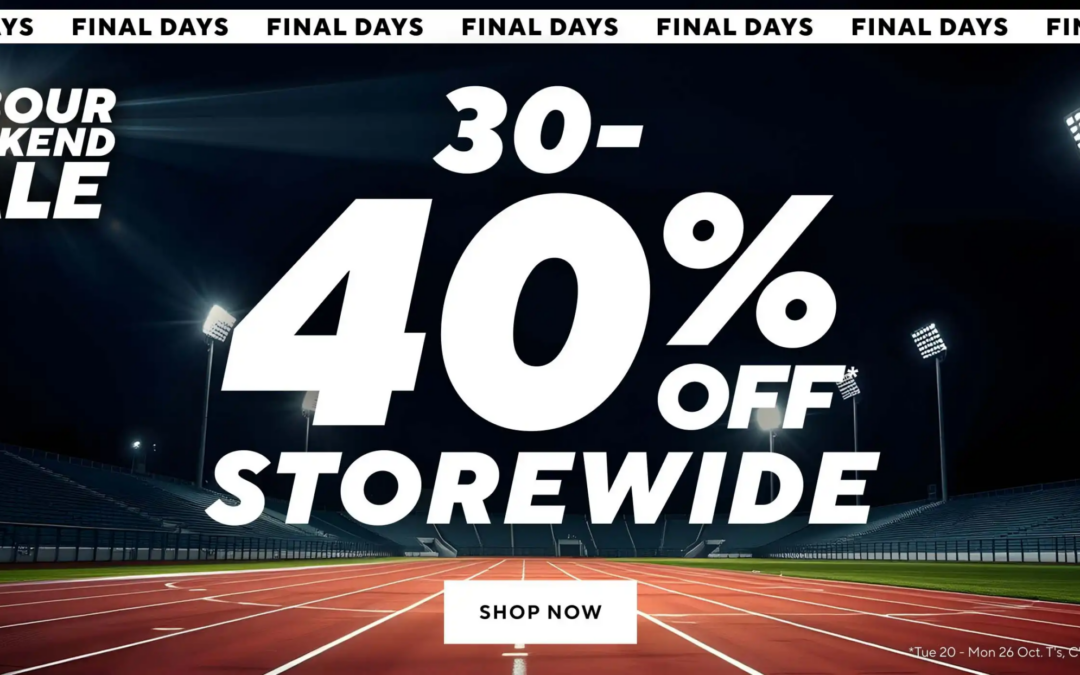 Rebel Sport Labour Weekend Sale: 30–40% Off Storewide — Final Days, Ends 26 October