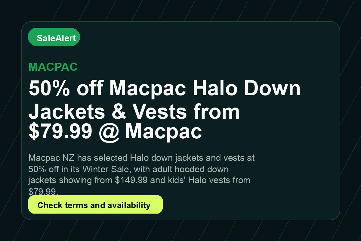 50% off Macpac Halo Down Jackets & Vests from $79.99 @ Macpac
