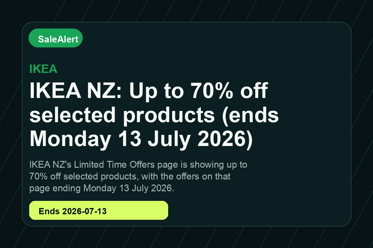 Expired: IKEA NZ: Up to 70% off selected products (ends Monday 13 July 2026)