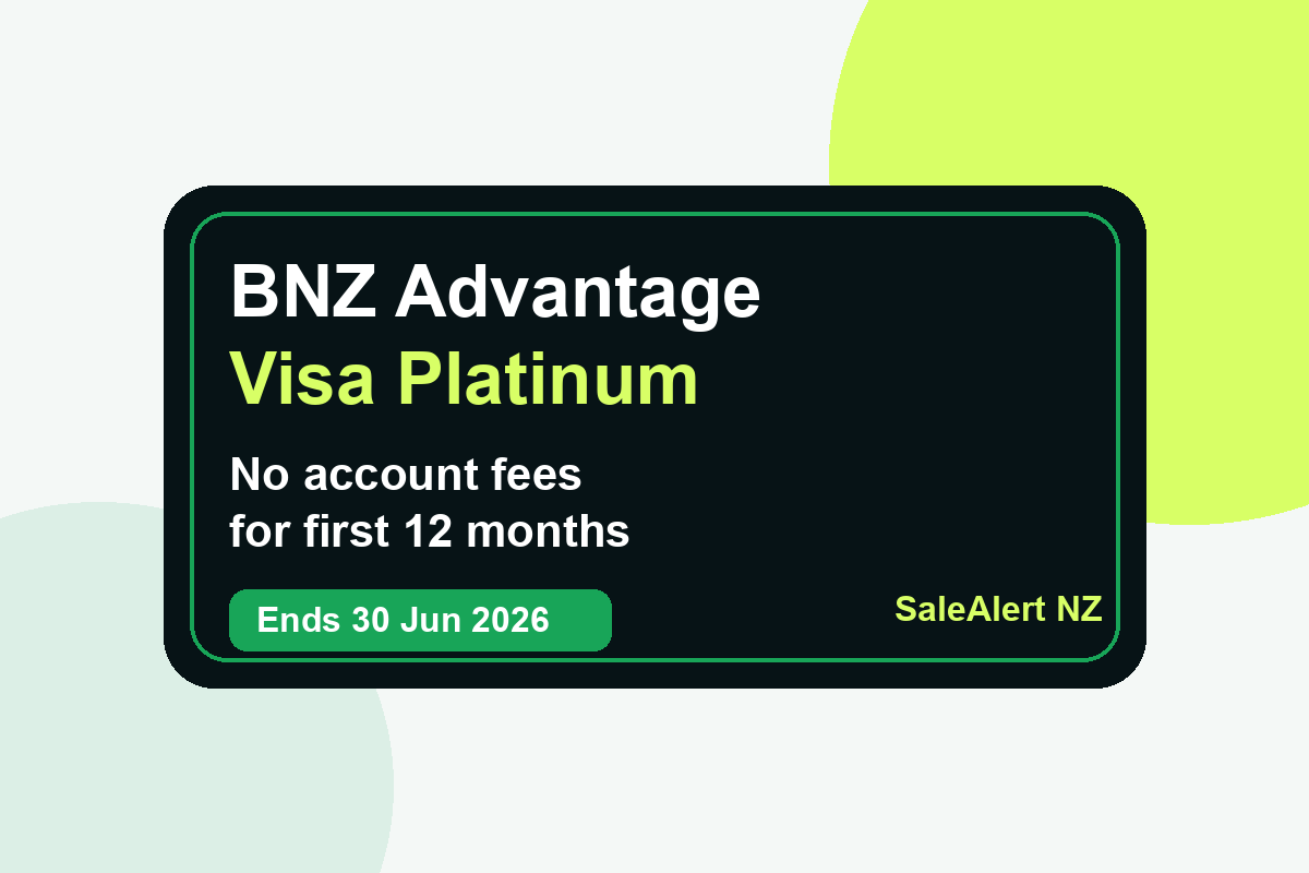 BNZ Advantage Visa Platinum: no account fees for first 12 months
