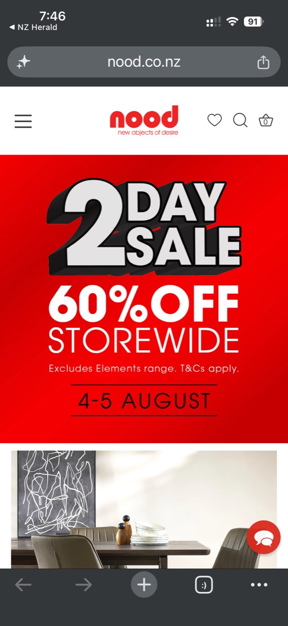 NOOD 2-Day Sale: 60% Off Storewide – 4–5 August 2026