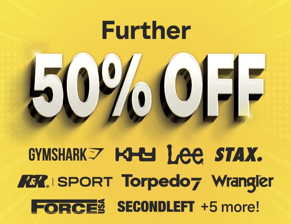 Further 50% Off Gymshark, STAX, Wrangler & More @ The Outlet
