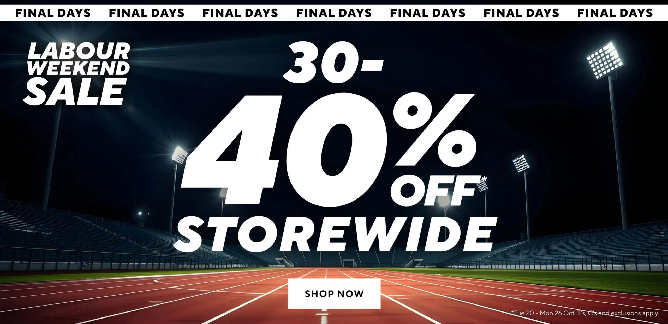 Rebel Sport Labour Weekend Sale: 30–40% Off Storewide — Final Days, Ends 26 October